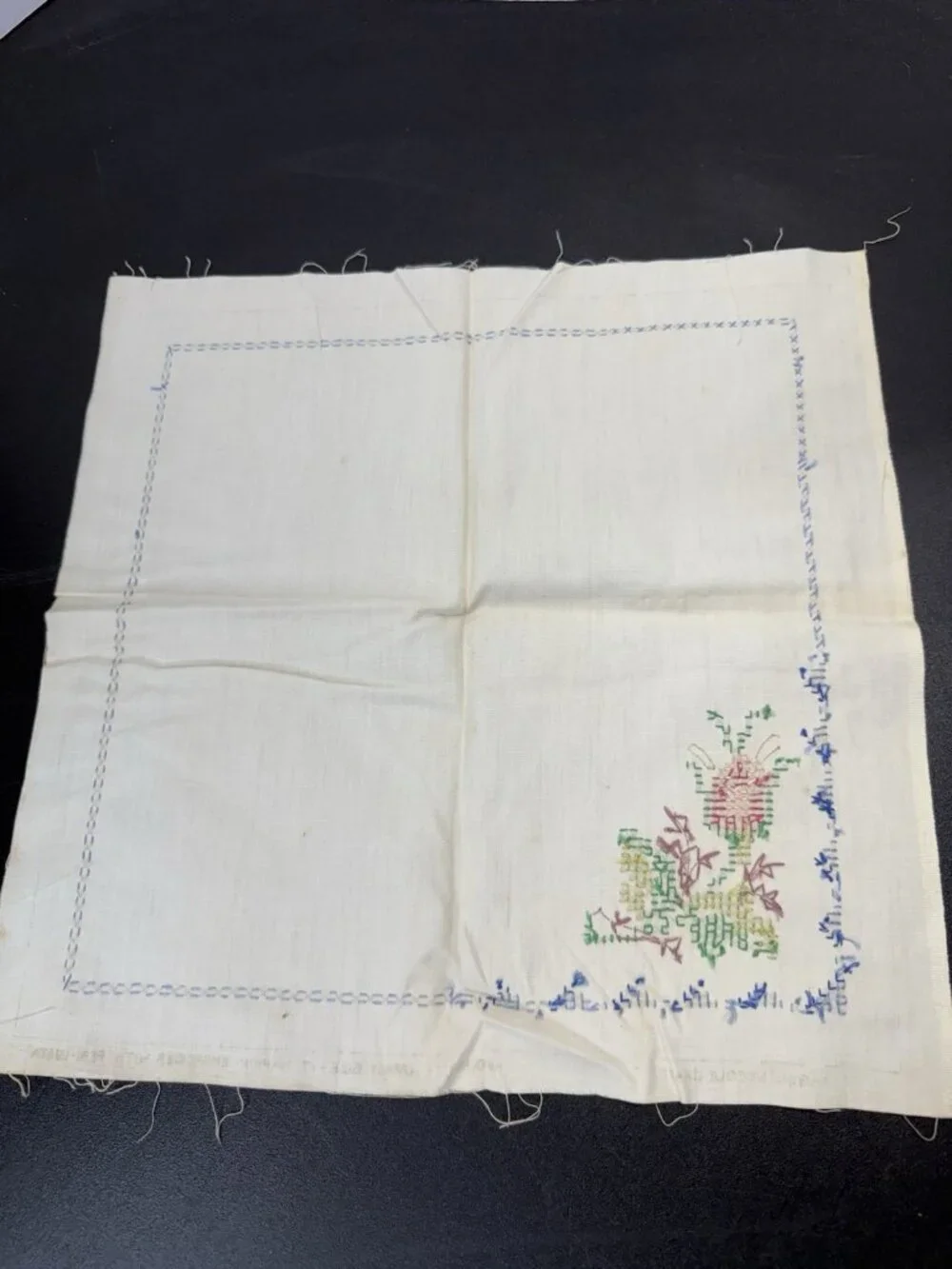 4 Vintage Paragon Needlecraft Napkins 0362 Linen Stamped Floral Pattern 17”